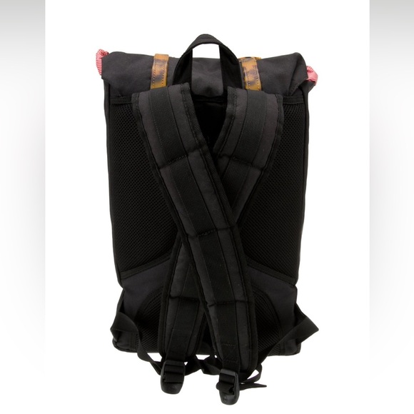 Herschel Tortoiseshell Strap Black Canvas All American Backpack Bag - Picture 5 of 12